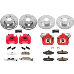 Brake Pads, Z23, Red Calipers, Drilled/Slotted Rotors, Front/Rear, Chevy, Pontiac, Kit