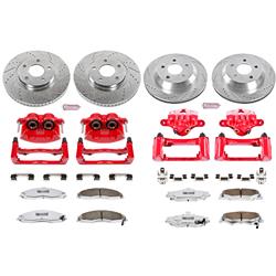 Disc Brake Kits, Z26 Street Warrior Performance Brake Kits, Front and Rear, Cross-drilled/Slotted Rotors, Red Calipers, Chevrolet, Pontiac, Kit