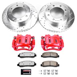 Disc Brake, Truck and Tow, Front, Drilled/Slotted Rotors, Red Calipers, Truck/Tow Pads, Ford, Kit