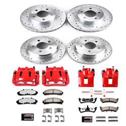 Disc Brake Kits, Z36 Truck and Tow Performance Brake Kits, Front and Rear, Cross-drilled/Slotted Rotors, Red Calipers, Ford, Mercury, Kit