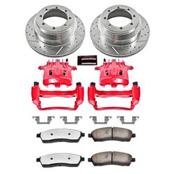 Brake Rotors, Pads, Red Calipers, Drilled/Slotted Rotors, Truck and Tow Pads, Rear, Ford, Kit