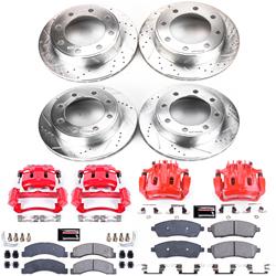 Brake Rotors/Pads, Cross-Drilled/Slotted, Iron, Zinc Plated, Ford, Front/Rear, Kit