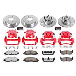 Disc Brake, Truck and Tow, Front/Rear, Drilled/Slotted Rotors, Red Calipers, Truck/Tow Pads, Ford, Lincoln