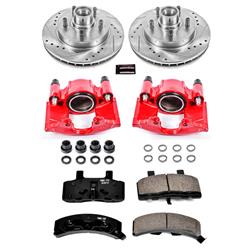 Performance Disc Brakes, Front, Drilled/Slotted Rotors, Red Calipers, Chevy, GMC, Kit