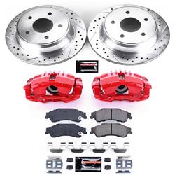 Disc Brake Kits, Z23 Evolution Sport Brake Upgrade Kits, Rear, Cross-drilled/Slotted Rotors, Red Powdercoated Calipers, Chevy, GMC, Isuzu, Olds, Kit