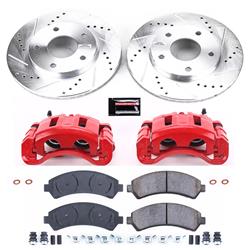 Disc Brake Kits, Z23 Evolution Sport Brake Upgrade Kits, Front, Cross-drilled/Slotted Rotors, Red Powdercoated Calipers, Chevy, GMC, Isuzu, Olds, Kit