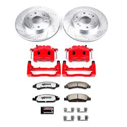 Brake Rotor/Pad/Caliper, Z36 Pads, Iron, Drilled/Slotted, Red Caliper, Front, Cadillac, Chevy, GMC, Kit