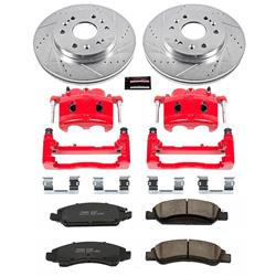 Brake Rotor/Pad/Caliper, Z23 Pads, Iron, Drilled/Slotted, Red Caliper, Front, Cadillac, Chevy, GMC, Kit