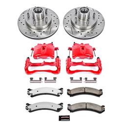 Brake Rotors, Pads, Red Calipers, Drilled/Slotted Rotors, Truck/Tow Pads, Front, Chevy, GMC, Kit