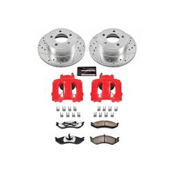 Disc Brake Kits, Z36 Truck and Tow Performance Brake Kits, Front, Cross-drilled/Slotted Rotors, Red Powdercoated Calipers, Z36 Brake Pads, Jeep, Kit