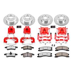 Brake Rotors, Pads, Red Calipers, Drilled/Slotted Rotors, Truck and Tow Pads, Front/Rear, Jeep, Kit