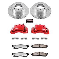 Brake Rotors/Pads, Cross-Drilled/Slotted, Iron, Zinc Plated, Dodge, Front, Kit