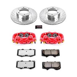 Brake Rotors, Pads, Red Calipers, Drilled/Slotted Rotors, Truck and Tow Pads, Front, Toyota, Kit