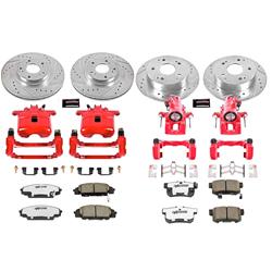 Disc Brake Kits, Z26 Street Warrior Performance Brake Kits, Front and Rear, Cross-drilled/Slotted Rotors, Red Calipers, for use on Acura®, Kit