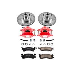 Disc Brake Kits, Z23 Evolution Sport Brake Upgrade, Front, Cross-drilled/Slotted Rotors, Red Powdercoated Calipers, Buick, Chevy, Olds, Pontiac, Kit