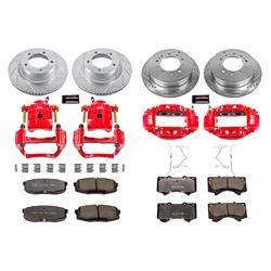 Brake Rotors, Pads, Red Calipers, Drilled/Slotted Rotors, Z36 Pads, Front/Rear, Toyota, Kit