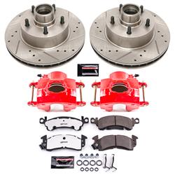 Disc Brake, Street Warrior, Front, Drilled/Slotted Rotors, Red Calipers, Pads, Pontiac, Kit