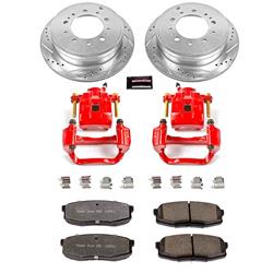 Brake Rotors, Pads, Red Calipers, Drilled/Slotted Rotors, Truck and Tow Pads, Rear, Toyota, Kit