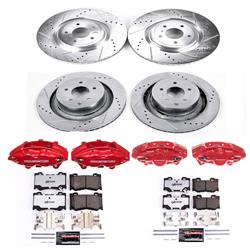 Disc Brake Kits, Z26 Street Warrior Performance Brake Kits with Calipers, Front and Rear, Cross-drilled/Slotted Rotors, 2-piston Red Calipers, Kit