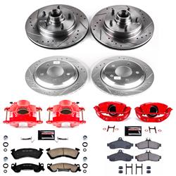 Disc Brake Kit, Z23 Evolution Sport Brake Upgrade with Calipers, Front/Rear, Cross-Drilled/Slotted Rotors, Red Powdercoated Calipers, Kit