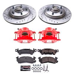 Disc Brake Kit, Z23 Carbon Fiber Ceramic, Red Powdercoated Calipers, Front, Vented Front, Buick, Cadillac, Chevy, Kit