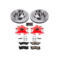 Brake Rotors, Pads, Red Calipers, Drilled/Slotted Rotors, Evolution Sport Pads, Front, Cadillac, Kit