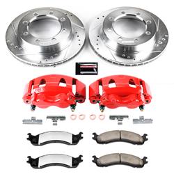 Disc Brake Kits, Z36 Truck and Tow Performance Brake Kits, Front, Cross-drilled/Slotted Rotors, Red Powdercoated Calipers, 2-piston, Ford, Kit