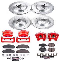 Brake Rotors, Pads, Red Calipers, Drilled/Slotted Rotors, Z-23 Pads, Front/Rear, Dodge, Kit