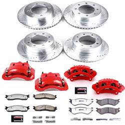 Brake Rotors/Pads, Cross-Drilled/Slotted, Iron, Zinc Plated, Dodge, Front/Rear, Kit