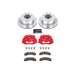 Brake Rotors, Pads, Red Calipers, Drilled/Slotted Rotors, Z-36 Pads, Rear, Chevy, GMC, Kit