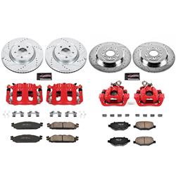 Brake Rotors, Pads, Red Calipers, Drilled/Slotted Rotors, Z-23 Pads, Front/Rear, Ford, Lincoln, Kit