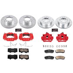 Disc Brake Kits, Z23 Evolution Sport Brake Upgrade Kits with Calipers, Front and Rear, Cross-drilled/Slotted Rotors, Red Calipers, Toyota, Kit