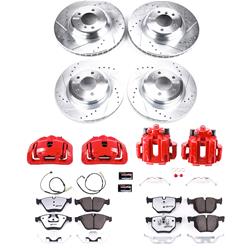 Disc Brake Kits, Z26 Street Warrior Performance Brake Kits, Front and Rear, Cross-drilled/Slotted Rotors, 1-piston Red Calipers, BMW, Kit