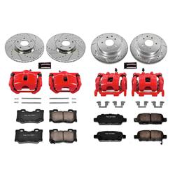 Brake Rotors, Pads, Red Calipers, Drilled/Slotted Rotors, Z-23 Pads, Front/Rear, for Nissan, Kit