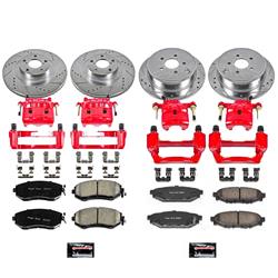 Brake Rotors, Pads, Red Calipers, Drilled/Slotted Rotors, Z-23 Pads, Front/Rear, Subaru, Kit