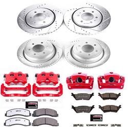 Disc Brake Kits, Z36 Truck and Tow Performance, Front and Rear, Cross-drilled/Slotted Rotors, Red Powdercoated Calipers, Z36 Brake Pads, Ford, Kit