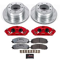 Disc Brake Kits, Z36 Truck and Tow Performance Brake Kits with Calipers, Rear, Cross-drilled/Slotted Rotors, 2-piston Red Calipers, Ford, Kit
