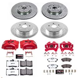 Disc Brake Kits, Z26 Street Warrior Performance Brake Kits, Front and Rear, Cross-drilled/Slotted Rotors, 4-piston Red Calipers, Lexus, Kit