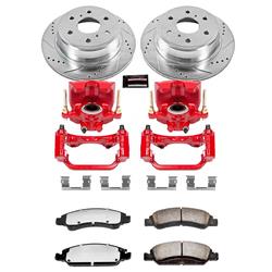 Disc Brake Kit, Z36 Truck and Tow, Rear, Drilled/Slotted Rotors, Red Calipers, Cadillac, Chevrolet, GMC, Kit