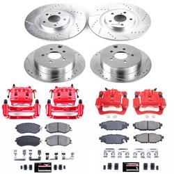 Disc Brake Kits, Z23 Evolution Sport Brake Upgrade Kits with Calipers, Front and Rear, Cross-drilled/Slotted Rotors, Red Calipers, Subaru, Kit