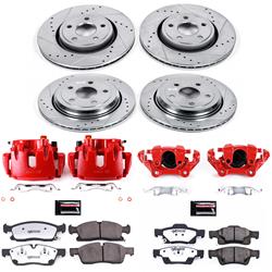 Disc Brake Kits, Z36 Truck and Tow Performance Brake Kits with Calipers, Front and Rear, Cross-drilled/Slotted Rotors, Red Calipers, Jeep, Kit