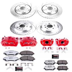 Disc Brake Kits, Z36 Truck and Tow Performance Brake Kits, Front and Rear, Cross-drilled/Slotted Rotors, Red Calipers, for use on Honda®, Kit