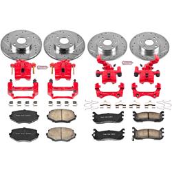 Brake Rotors, Pads, Red Calipers, Drilled/Slotted Rotors, Z23 Pads, Front/Rear, Mazda, Kit