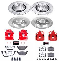 Disc Brake Kits, Z26 Street Warrior Performance Brake Kits, Front and Rear, Cross-drilled/Slotted Rotors, 1-piston Red Calipers, Volkswagen, Kit