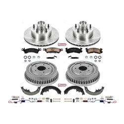 Disc and Drum Kit, Stock Replacement, Solid Surface, 10.98 in. Rotor, Natural, Hardware, Ceramic, 9.48 in. Drum, Chevy, Buick, Olds, Pontiac, Kit