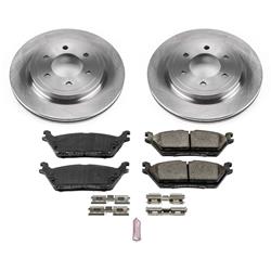 Brake Rotor and Pad Combo, Autospecialty Stock Replacement, Rear, Solid Surface Rotors, Ceramic Pads, Ford, Lincoln, Kit