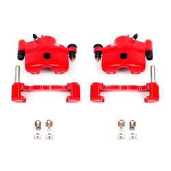 Brake Calipers, Performance, Stock Series, Cast Iron, Red Powdercoated, 1-piston, Front, for use on Honda®, Pair