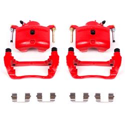 Brake Calipers, Performance, Stock Series, Cast Iron, Red Powdercoated, 2-piston, Front, for use on Acura®, for use on Honda®, Pair