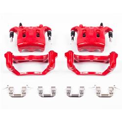 Brake Calipers, Cast Iron, Red Powdercoated, 4-piston, Front, for Nissan, Pair