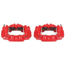 Disc Brake Calipers, Cast Iron, Red Powdercoated, 4-Piston, Toyota, Front, Pair